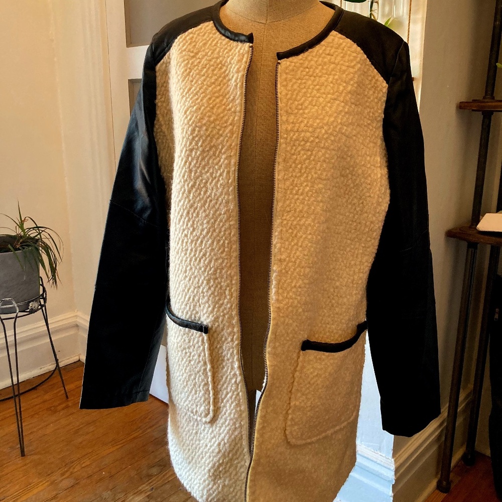 Jolt Nordstrom leather sleeved shearling jacket